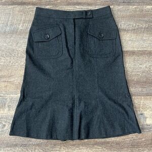 Gerard Darel Wool Cashmere Blend Skirt Size 38 Dark Gray Pockets Minimalist